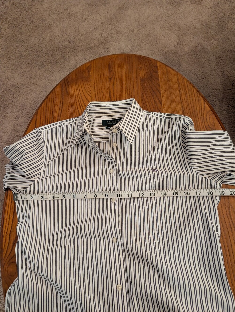 Ralph Lauren White Shirt with Dark Eggplant Vertical Stripes - Size SP - Picture 4 of 8